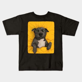 Grey Pittie - illustrated dog portrait Kids T-Shirt